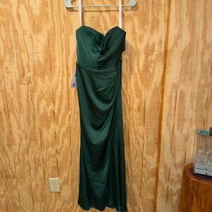 Azazie Strapless Dark Green Gown